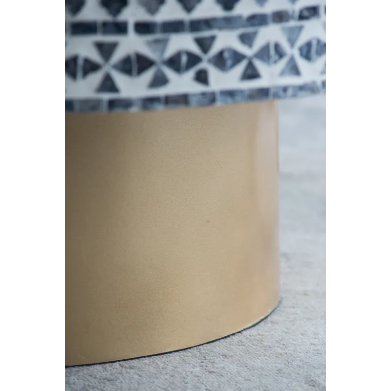 Unique Capiz Coffee Table With Pedestal Base - Gray / Ivory / Gold