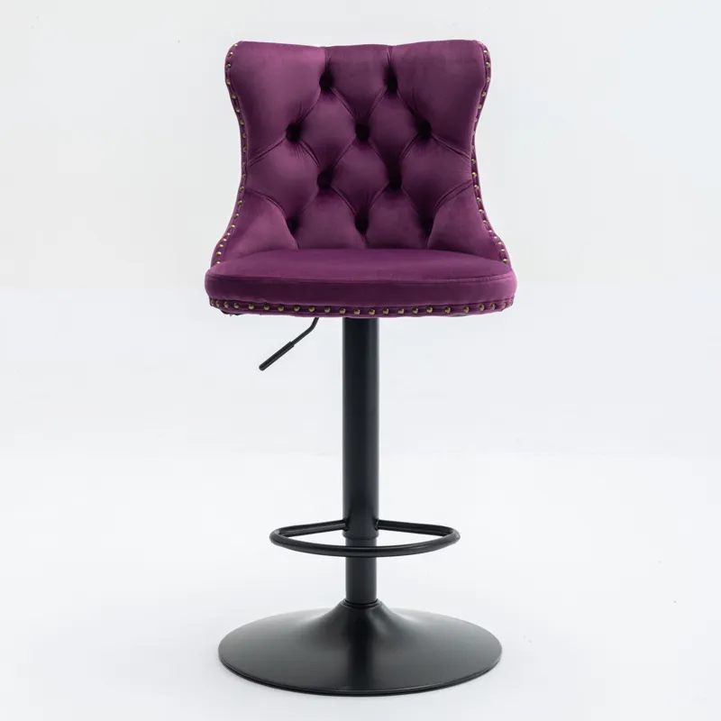 Swivel Velvet Barstools Adjusatble Seat Height , Modern Upholstered Bar Stools With Backs Comfortabl