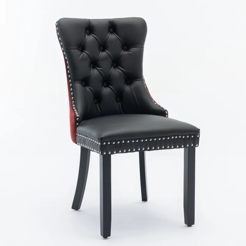 Nikki - Modern, High-End Tufted Solid Wood Contemporary PU And Velvet Upholstered Dining Chair With 