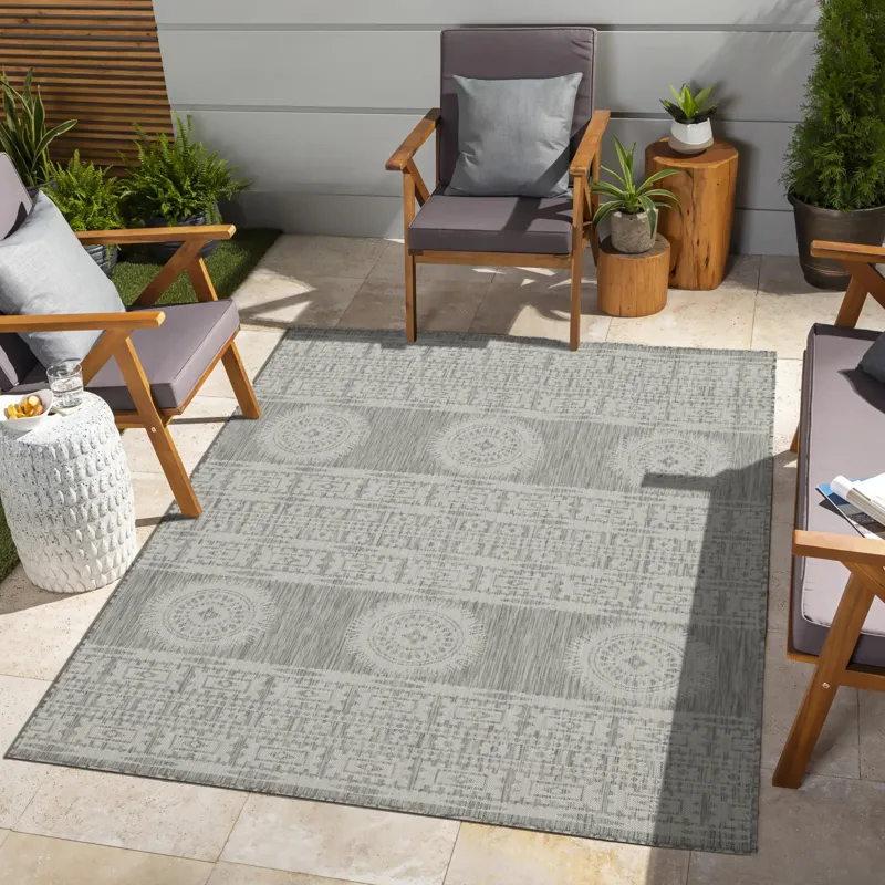 Sunshine - 2\'7\" X 7\'3\" Indoor / Outdoor Area Rug - Silver
