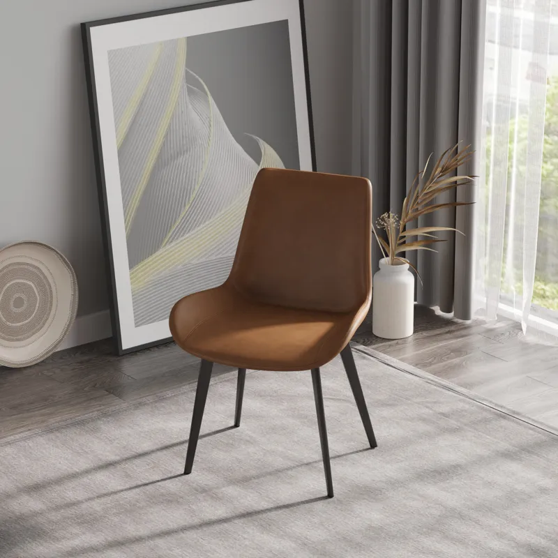 Modern Dining Chair Living Room Metal Leg Dining Chair (Set of 4) - Brown