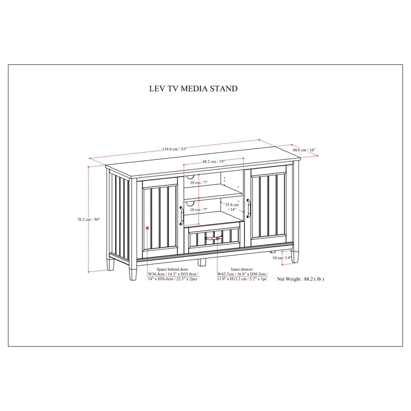 Lev - TV Media Stand - Smoky Brown
