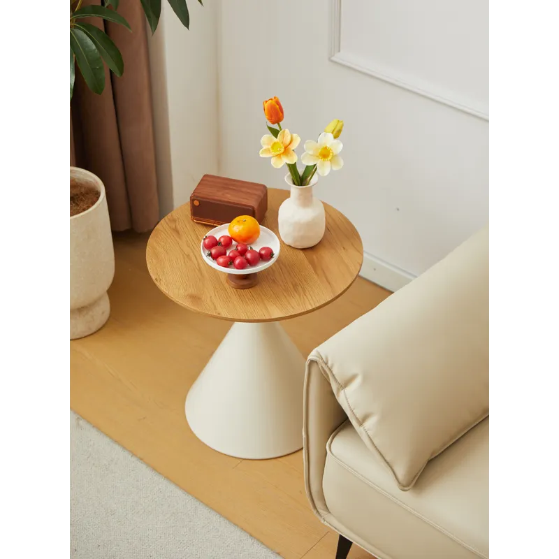 Round Coffee Table - Brown / White
