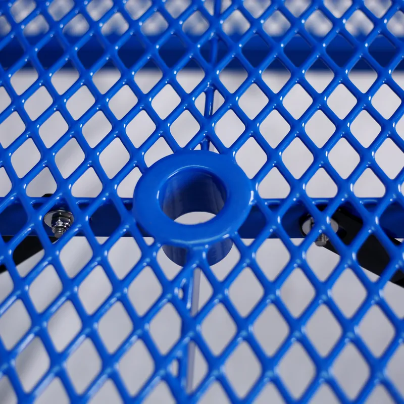 Rectangular Outdoor Steel Picnic Table With Umbrella Pole - Blue