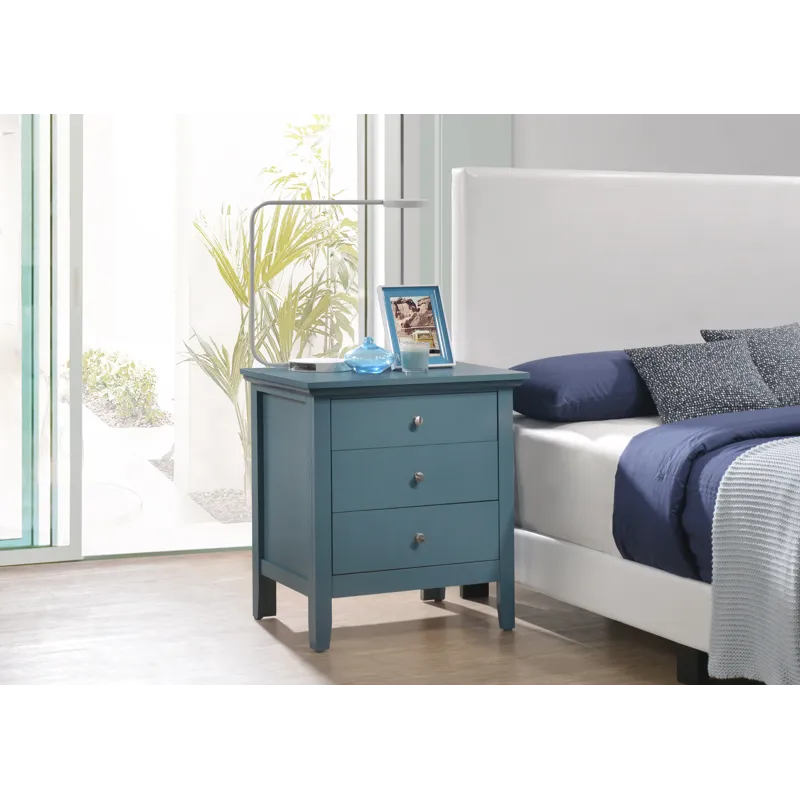 Hammond - 3 Drawer Nightstand - Teal