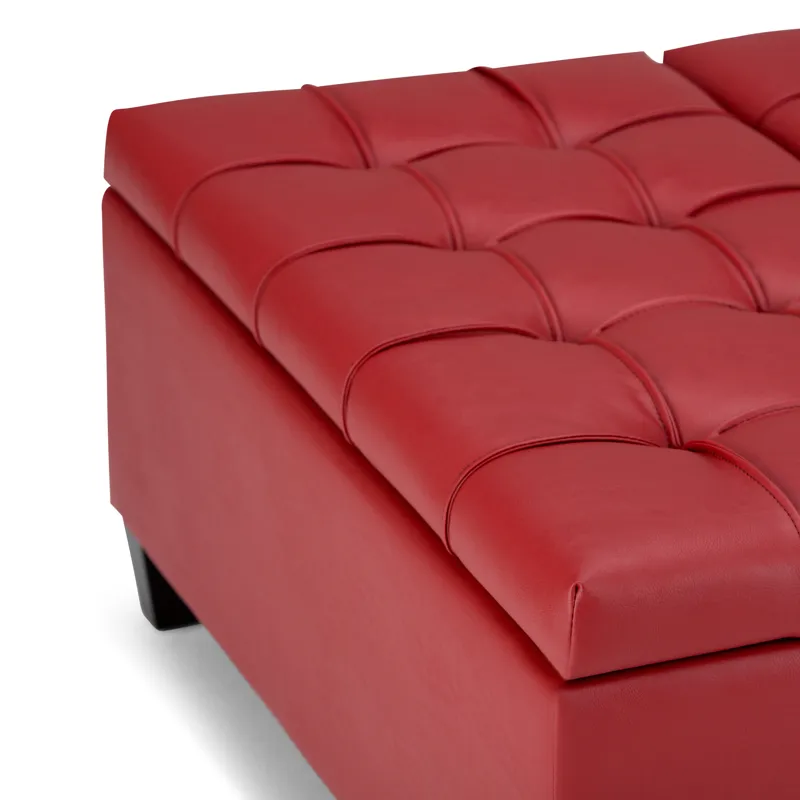 Harrison - Coffee Table Storage Ottoman - Crimson Red