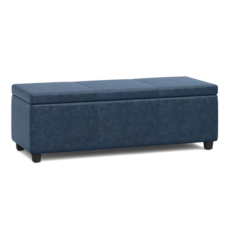 Avalon - Storage Ottoman Bench - Denim Blue