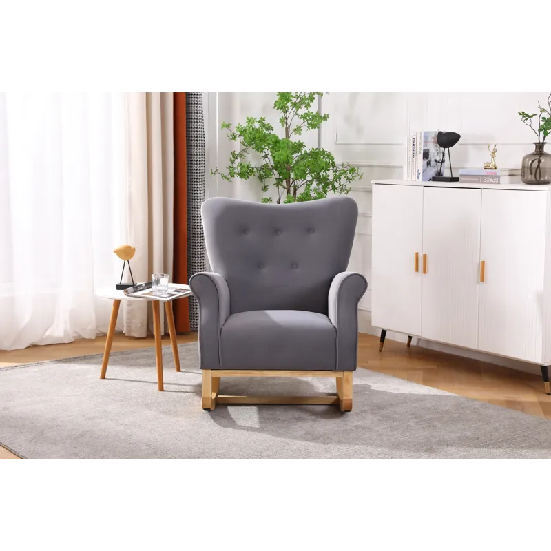 Modern Rocking Chair, Upholstered Accent Chair For Nursery, Playroom, Bedroom And Living Room, Small