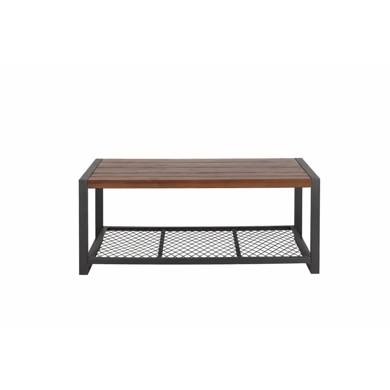 Console Coffee Table With Reclaimed Wood Finish, For Living Room - Natural