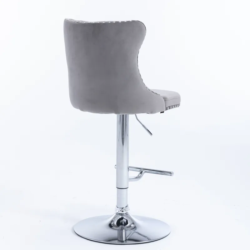 Swivel Velvet Barstools Adjusatble Seat Height From 25-33\", Modern Upholstered Chrome Base Bar Stoo