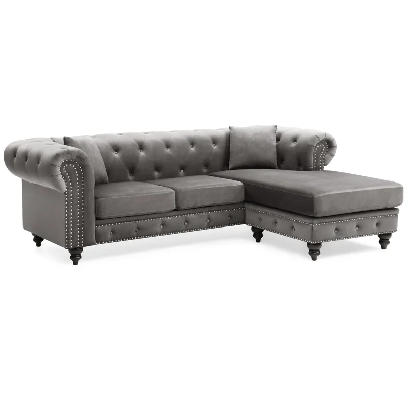 Nola - G0350B-SC Sofa Chaise (3 Boxes) - Dark Gray