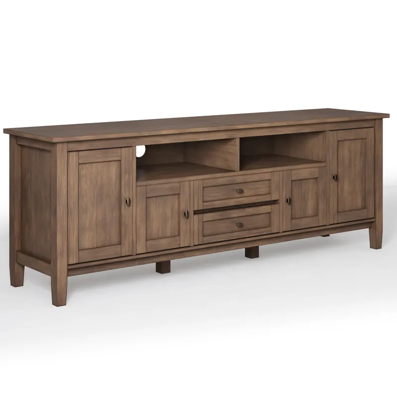 Warm Shaker - 72\" TV Media Stand - Rustic Natural Aged Brown