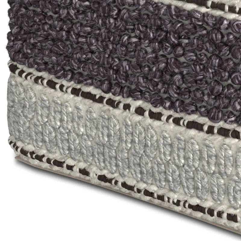 Grady - Square Pouf - Magenta / Natural