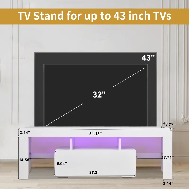 TV Stand With Storage 43\" LED Modern TV Media Console Entertainment Center With Drawer TV Cabinet F