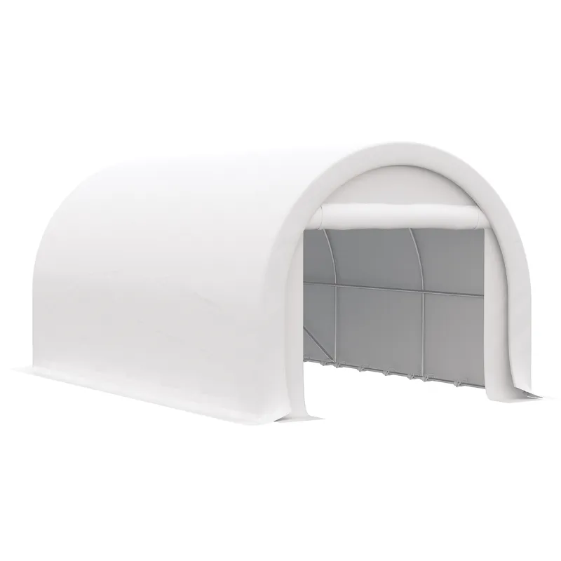 Outsunny - 10\' x 16\' Carport, Heavy Duty Portable Garage Storage Tent With Large Zippered Door, An