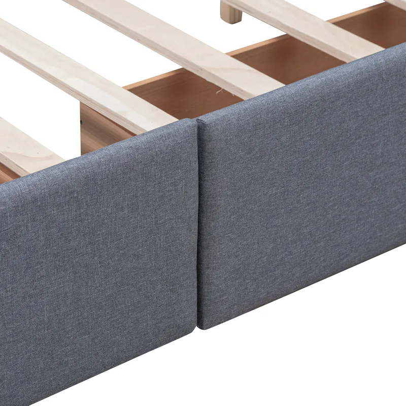 Queen Size Upholstered Platform Bed With Classic Headboard And 4 Drawers, No Box Spring Needed - Dar