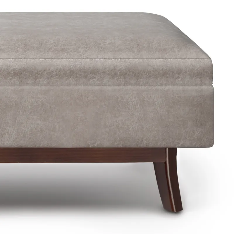 Owen - Rectangular Storage Ottoman - Distressed Grey Taupe