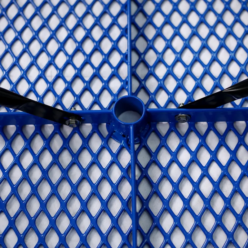 Rectangular Outdoor Steel Picnic Table With Umbrella Pole - Blue