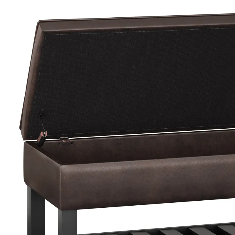 Cosmopolitan - Storage Ottoman Bench with Open Bottom - Distressed Brown