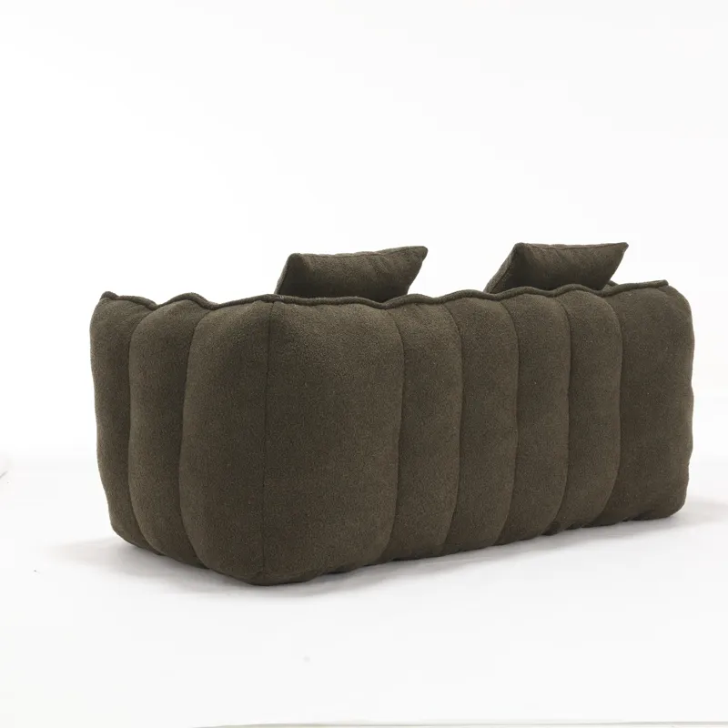 Soft Beanbag Chair With High Resilience Foam Core For Two People - Olive Green