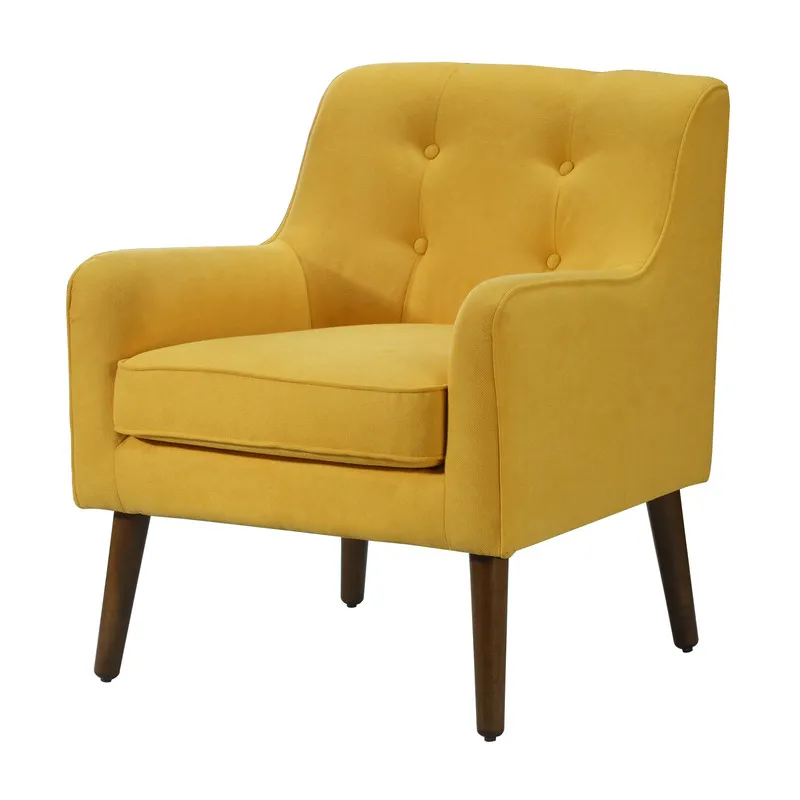 Ryder - Mid Century Modern Woven Fabric Tufted Armchair - Gray