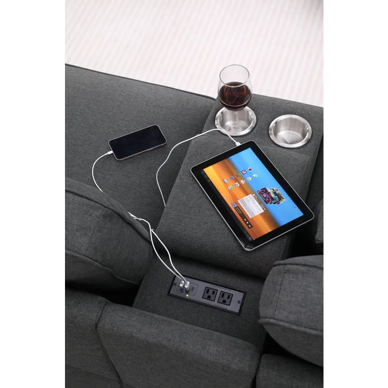 Hannah - Sectional Sofa With Ottoman - Dark Gray