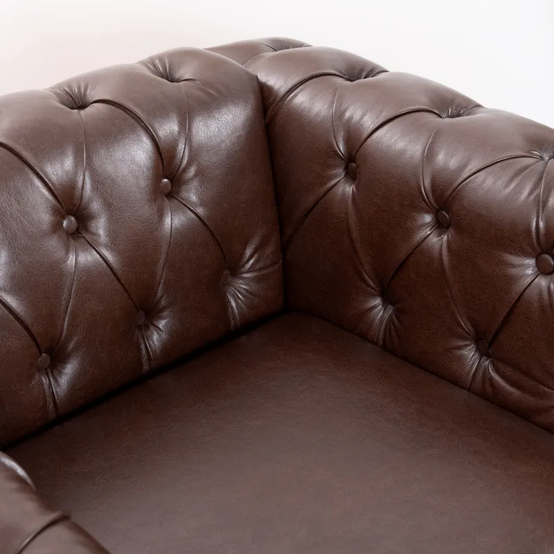 1 Seater Sofa For Living Room - Brown PU
