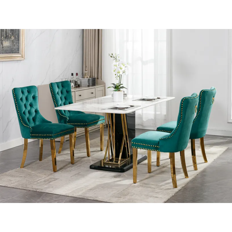 Nikki - Modern, High-End Tufted Solid Wood Contemporary Velvet Upholstered Dining Chair With Golden 