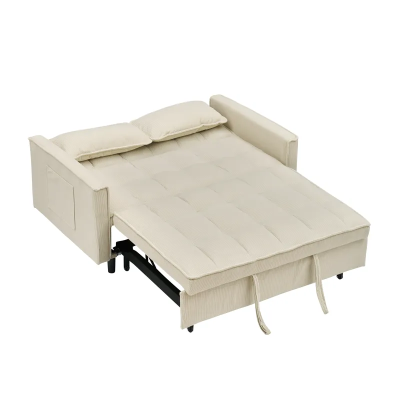 Upholstered Broaching Machine, Plank Support, Upholstered Frame Broaching Machine, Twin Bed - Beige
