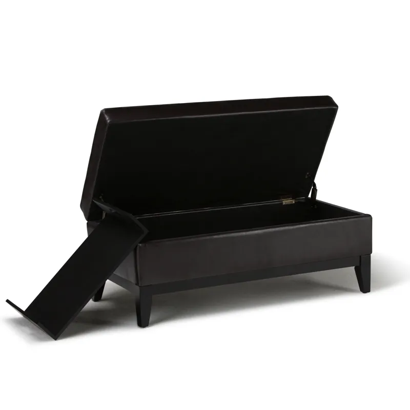 Oregon - Storage Ottoman Bench with Tray - Tanners Brown