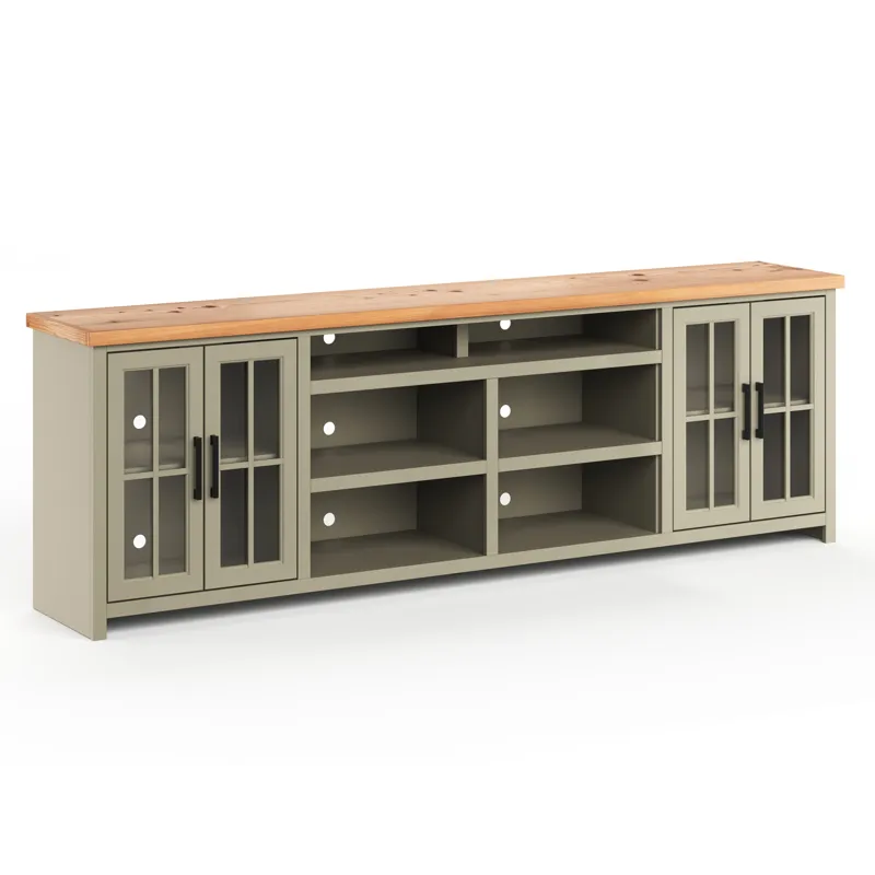 Vineyard - 96\" TV Stand - Sage Green / Fruitwood