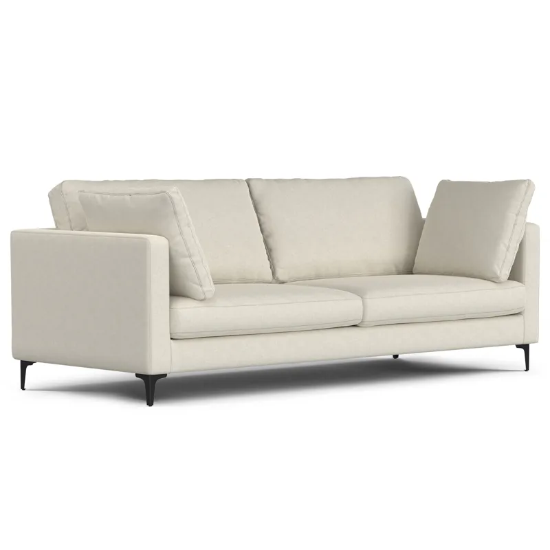 Ava - 90\" Mid Century Sofa with Ottoman Set - Cream