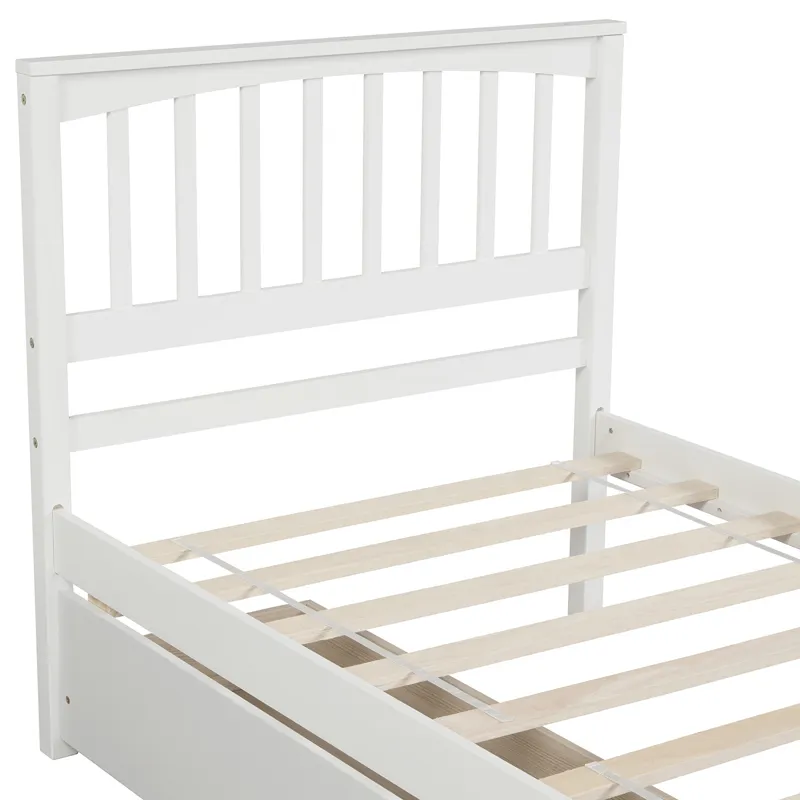 Twin Size Platform Bed With Two Drawers - White