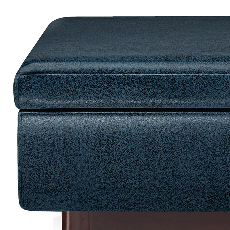 Owen - Coffee Table Storage Ottoman - Distressed Dark Blue