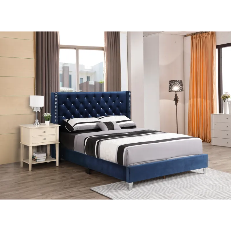 Julie - G1924-QB-UP Queen Upholstered Bed - Navy Blue