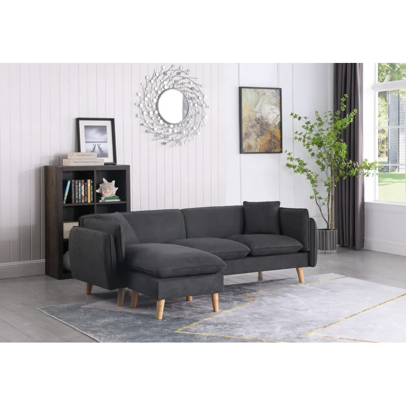 Brayden - Fabric Sectional Sofa Chaise - Dark Gray