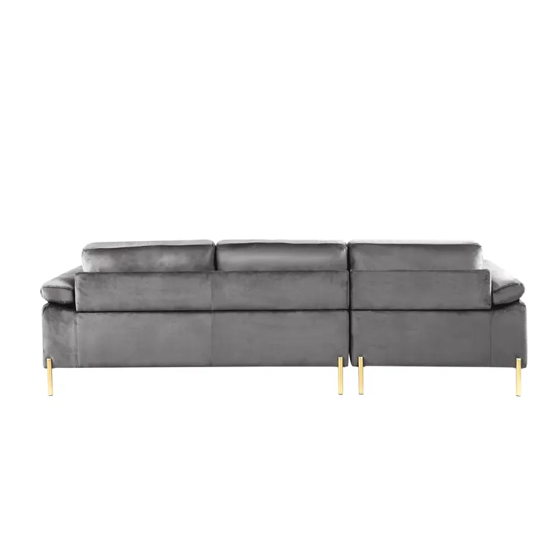 Shannon - Velvet Sectional Sofa With Chaise - Gray