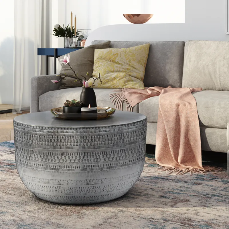 Johnsen - Metal Coffee Table - Antique Silver