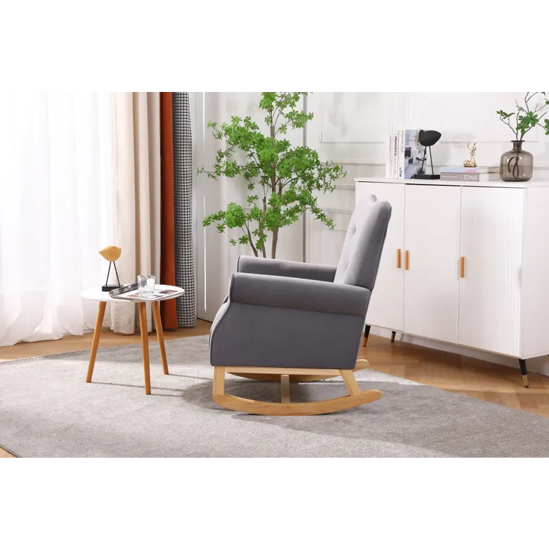 Modern Rocking Chair, Upholstered Accent Chair For Nursery, Playroom, Bedroom And Living Room, Small