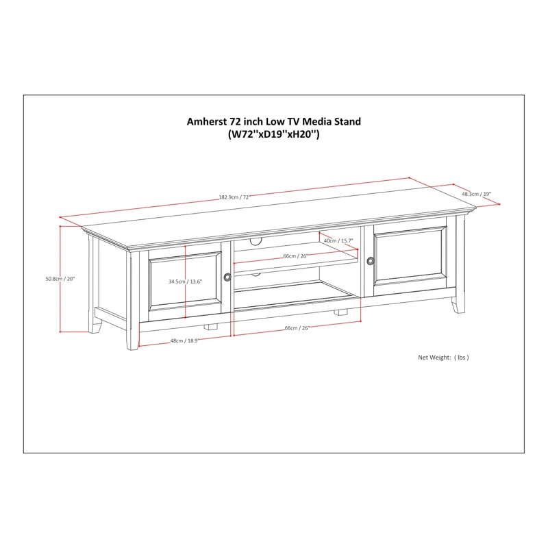 Amherst - 72\" Low TV Media Stand - Hickory Brown