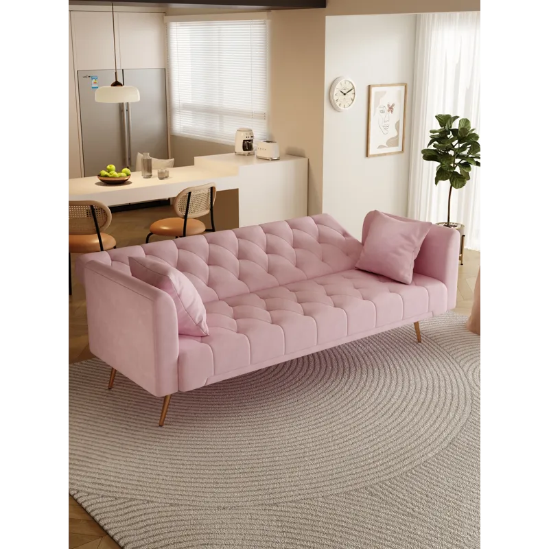 Convertible Double Folding Living Room Sofa Bed - Pink