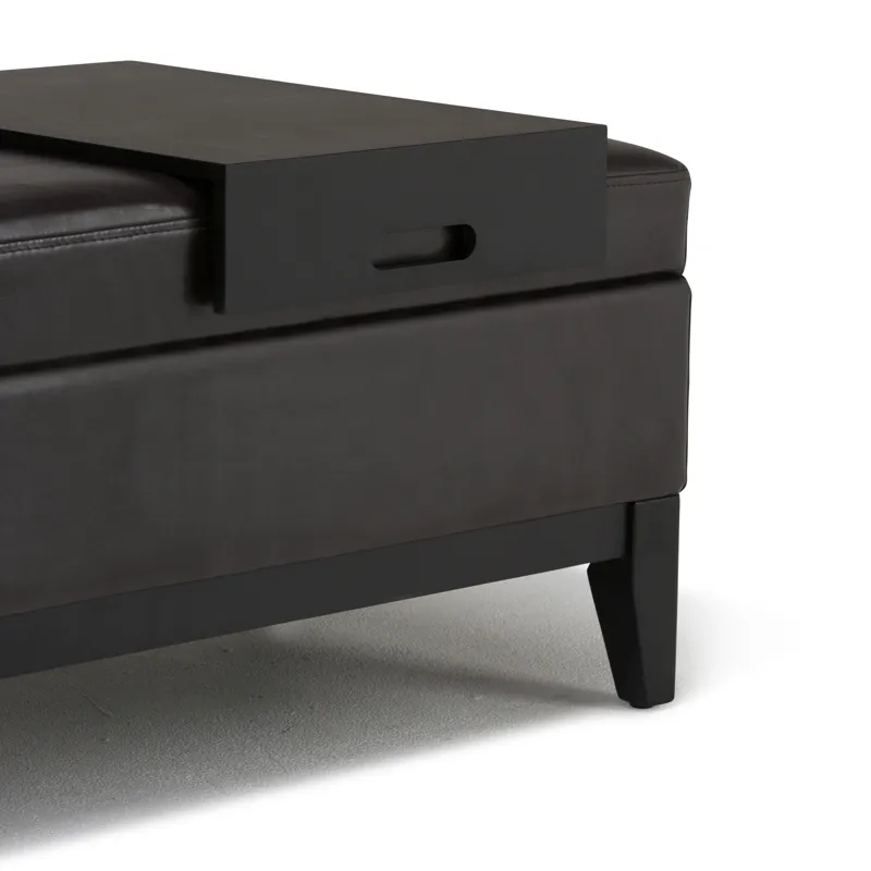 Oregon - Storage Ottoman Bench with Tray - Tanners Brown