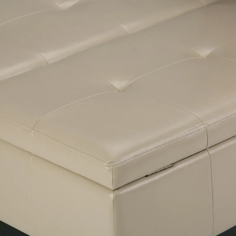 Dover - Square Coffee Table Storage Ottoman - Satin Cream