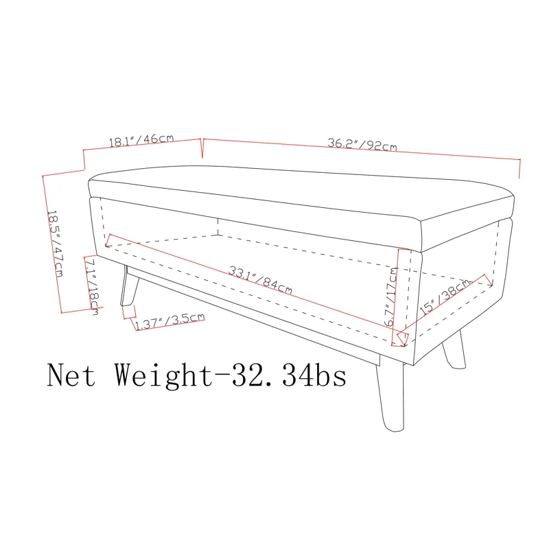 Owen - Small Rectangular Storage Ottoman - Distressed Saddle Brown