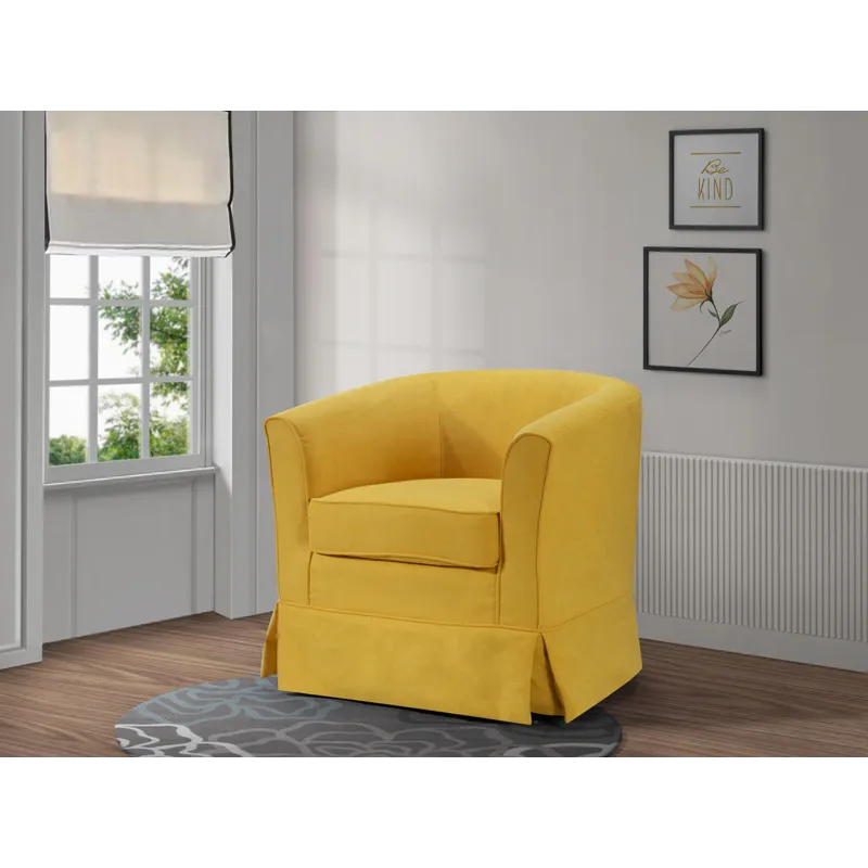 Tucker - Woven Fabric Swivel Barrel Chair - Yellow