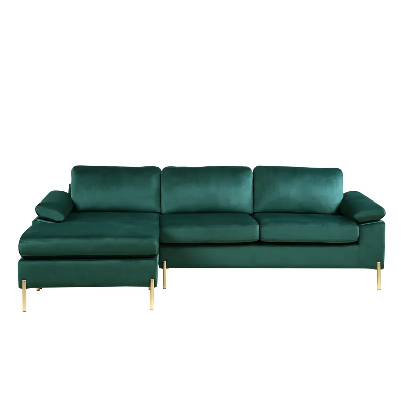 Shannon - Velvet Sectional Sofa With Chaise - Green