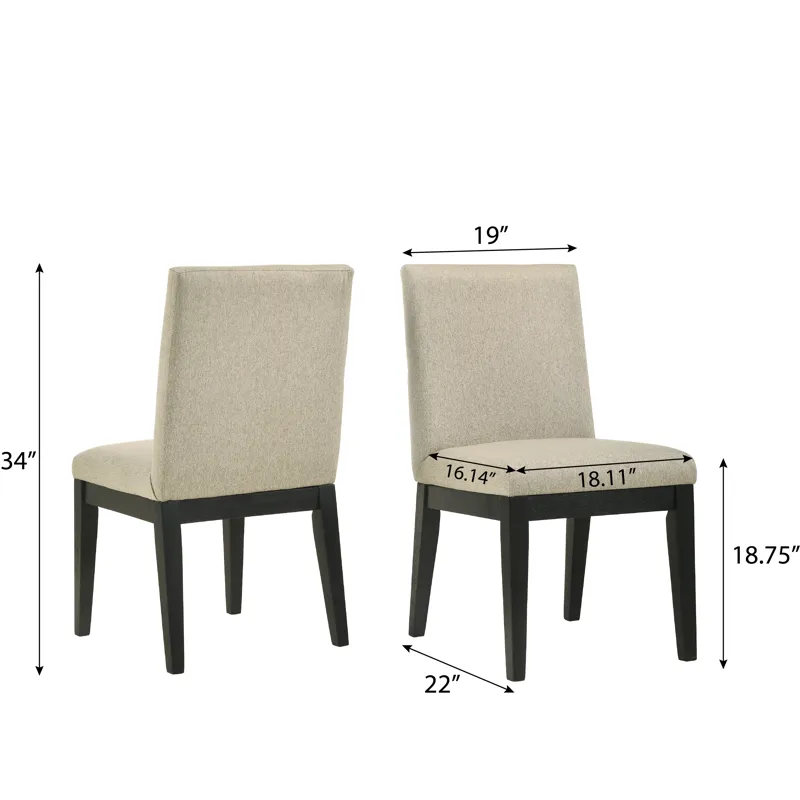 Roundhill Furniture - Rocco Contemporary Solid Wood Dining Chairs (Set of 2) - Beige
