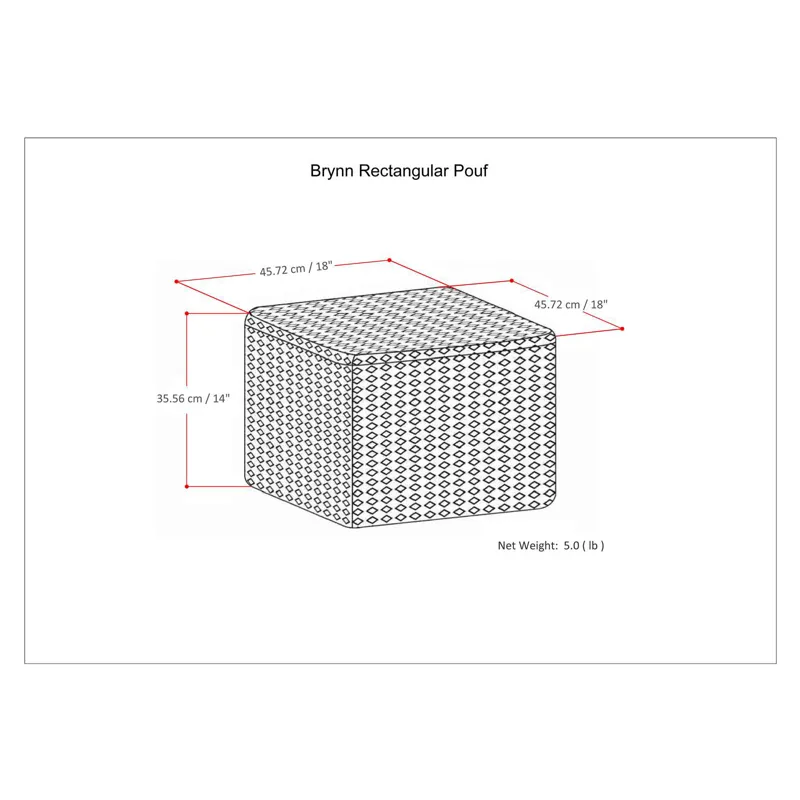 Brynn - Square Pouf - Patterned Black / Natural