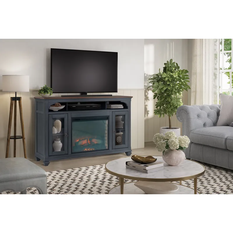 Americana - 66\" Fireplace TV Stand - Corduroy Blue