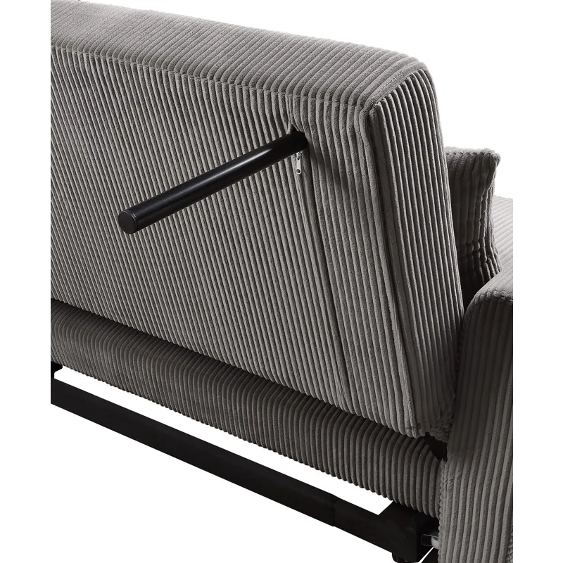 Justine - Corduroy Convertible Sleeper Loveseat - Brown